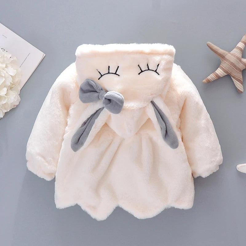 Girls’ Autumn/Winter Plush Hooded Jacket