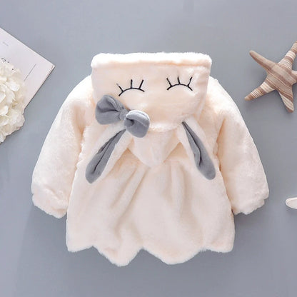 Girls’ Autumn/Winter Plush Hooded Jacket