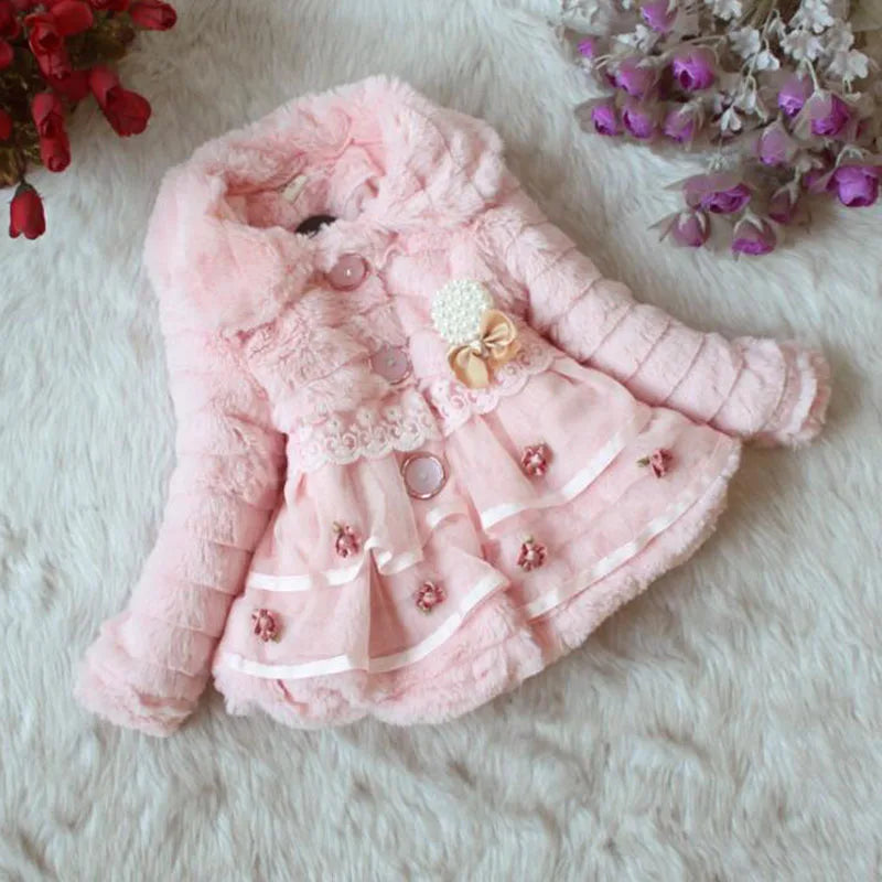 Thick Warm Infant Jacket – Leopard Print with Fur Collar