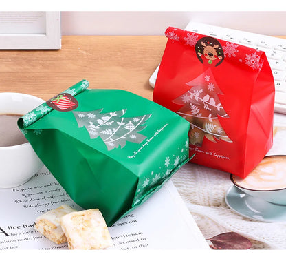 50/100pcs Snowflake Christmas Gift Bags – Festive Candy Boxes & Packaging for Xmas