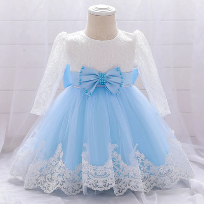 Baby Girl Princess Lace Party Dress with Bow