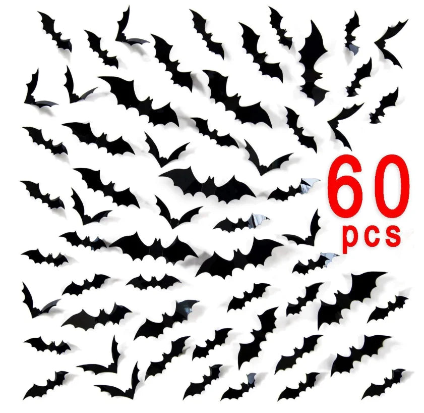 3D Black Bat Wall Stickers – Spooky DIY Decor for Halloween