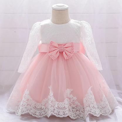 Baby Girl Princess Lace Party Dress with Bow