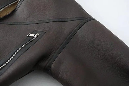 Thick Warm Moto Jacket – Faux Fur & Leather Streetwear