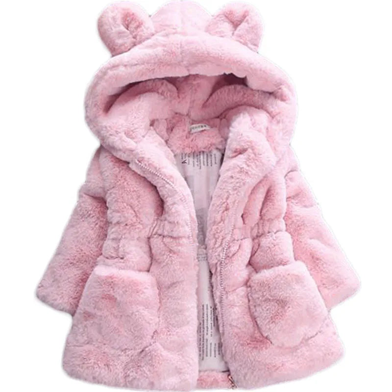 Thick Warm Infant Jacket – Leopard Print with Fur Collar