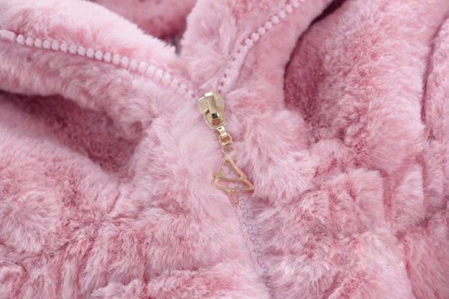 Thick Warm Infant Jacket – Leopard Print with Fur Collar