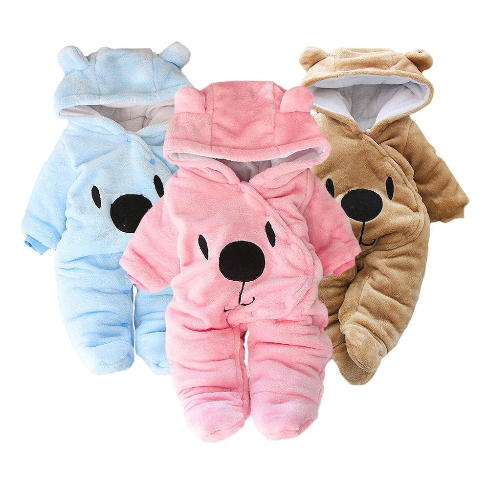 Newborn Winter Jumpsuit – Cute Cartoon Bear 2025