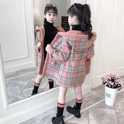 Autumn/Winter Girls’ Jacket – Stylish Hairy Long Coat