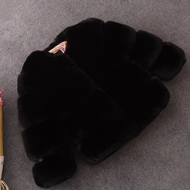 Girls' Faux Fur Winter Coat – Warm Long Sleeve Jacket