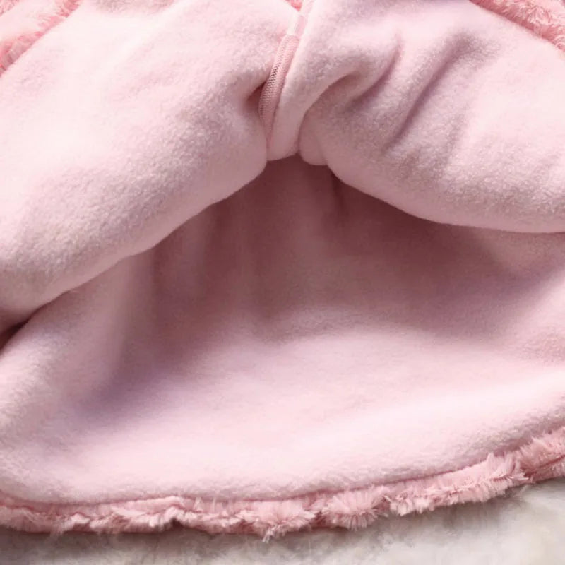 Thick Warm Infant Jacket – Leopard Print with Fur Collar