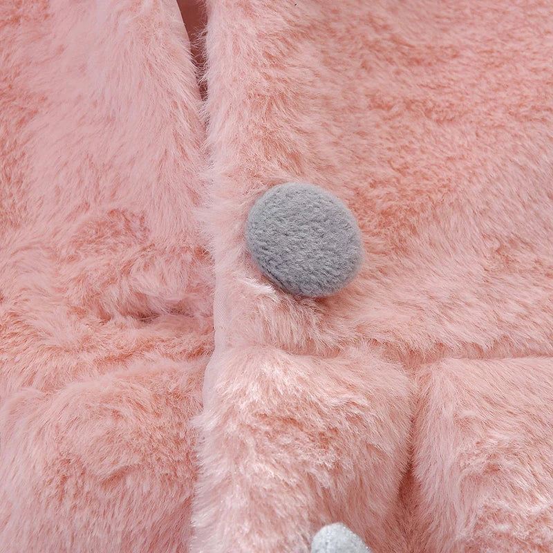 Girls’ Autumn/Winter Plush Hooded Jacket