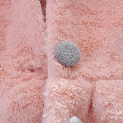 Girls’ Autumn/Winter Plush Hooded Jacket