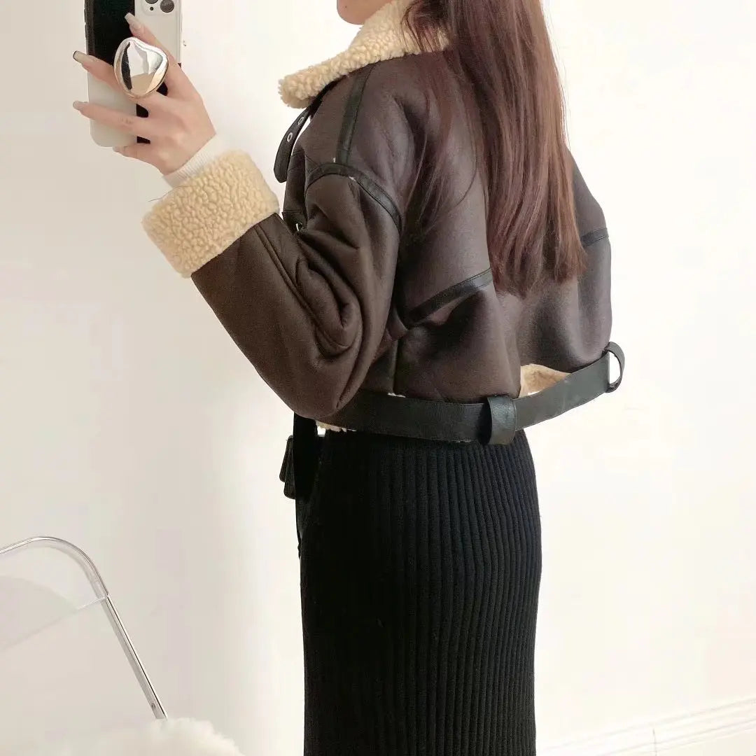 Thick Warm Moto Jacket – Faux Fur & Leather Streetwear