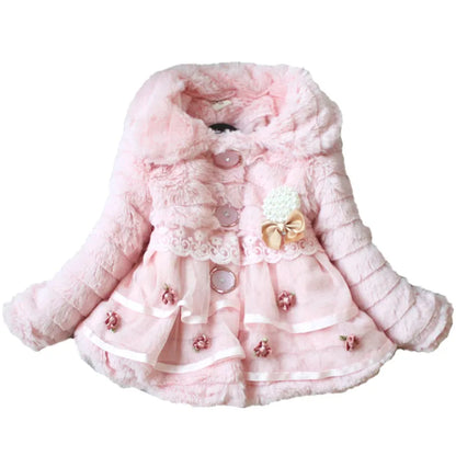 Thick Warm Infant Jacket – Leopard Print with Fur Collar