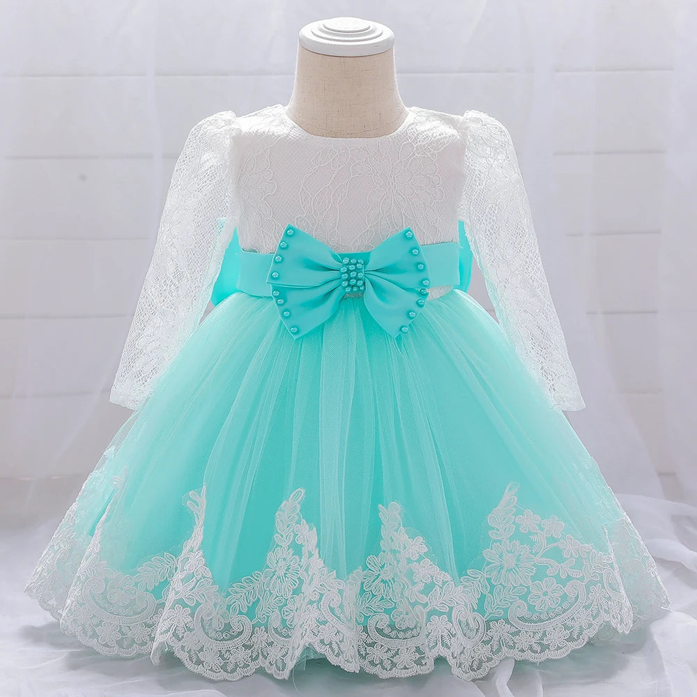 Baby Girl Princess Lace Party Dress with Bow