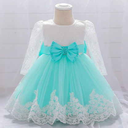 Baby Girl Princess Lace Party Dress with Bow