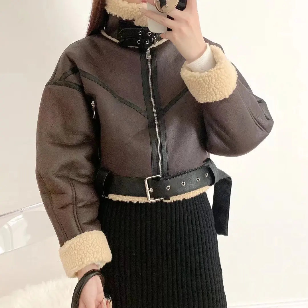 Thick Warm Moto Jacket – Faux Fur & Leather Streetwear