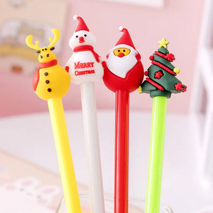 20Pcs Kawaii Christmas Gel Pens – Cute Santa, Snowman & Reindeer 0.5mm Black Ink