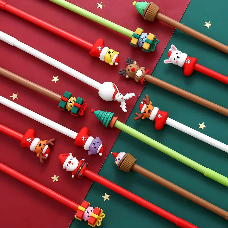 20Pcs Kawaii Christmas Gel Pens – Cute Santa, Snowman & Reindeer 0.5mm Black Ink