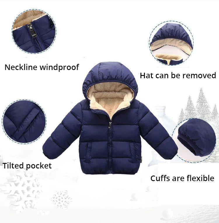 Baby Boys & Girls Thick Winter Jacket – Fur Hooded Coat