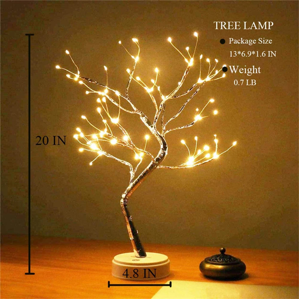 Charming Mini Christmas Tree LED Night Light: Whimsical Copper Wire Fairy Garland