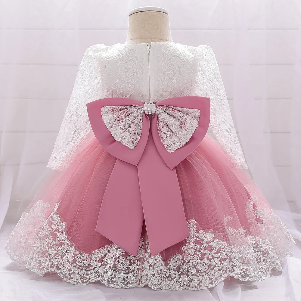 Baby Girl Princess Lace Party Dress with Bow