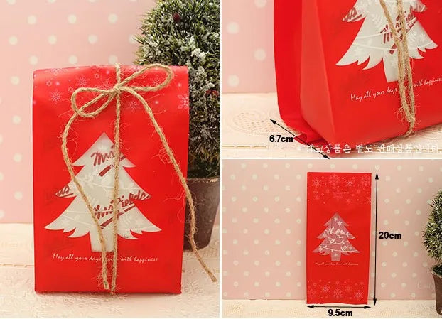 50/100pcs Snowflake Christmas Gift Bags – Festive Candy Boxes & Packaging for Xmas