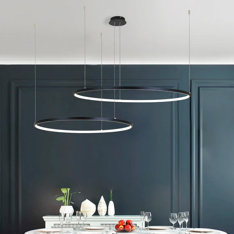 Modern LED Circle Chandelier: Sleek Ring Pendant for Interior & Engineering Lighting