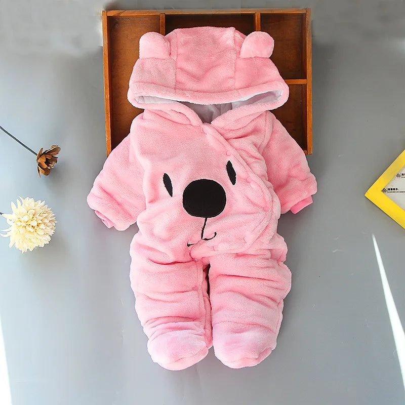 Newborn Winter Jumpsuit – Cute Cartoon Bear 2025
