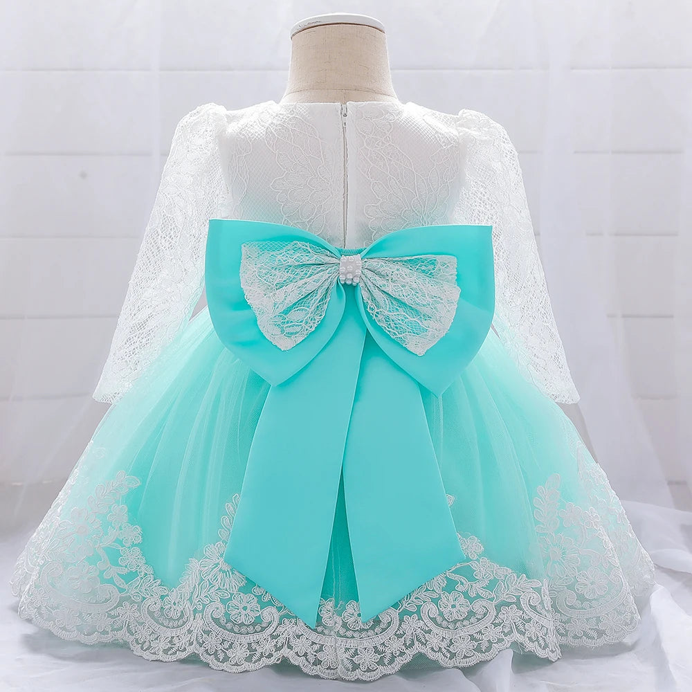 Baby Girl Princess Lace Party Dress with Bow