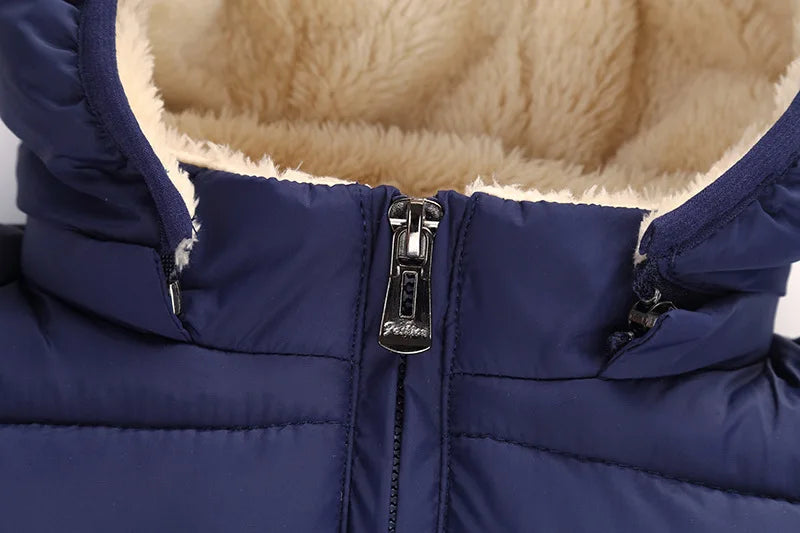 Baby Boys & Girls Thick Winter Jacket – Fur Hooded Coat
