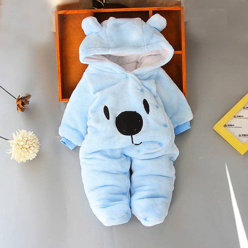 Newborn Winter Jumpsuit – Cute Cartoon Bear 2025