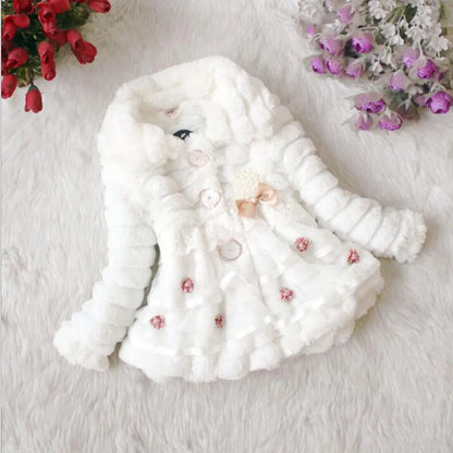 Thick Warm Infant Jacket – Leopard Print with Fur Collar