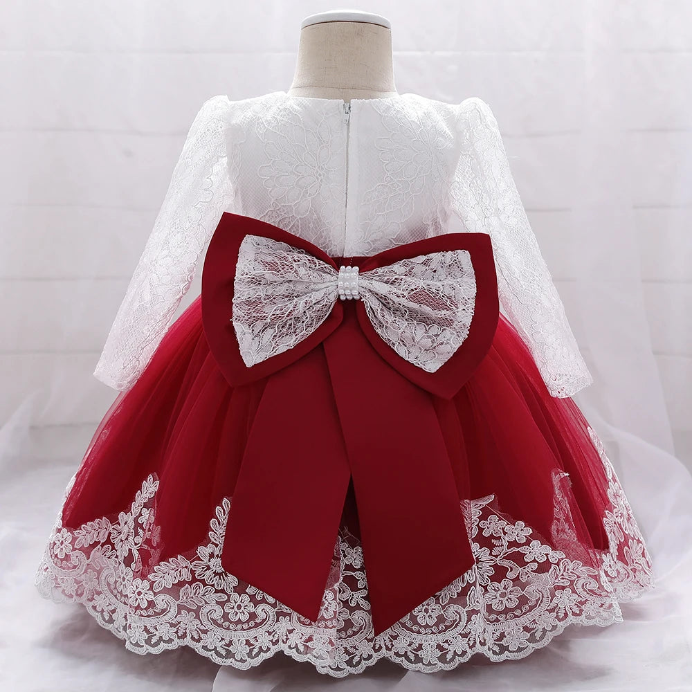 Baby Girl Princess Lace Party Dress with Bow