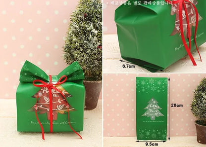 50/100pcs Snowflake Christmas Gift Bags – Festive Candy Boxes & Packaging for Xmas