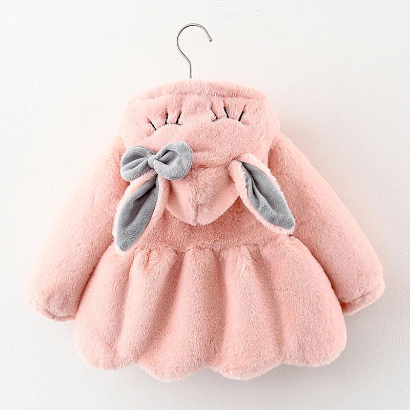 Girls’ Autumn/Winter Plush Hooded Jacket