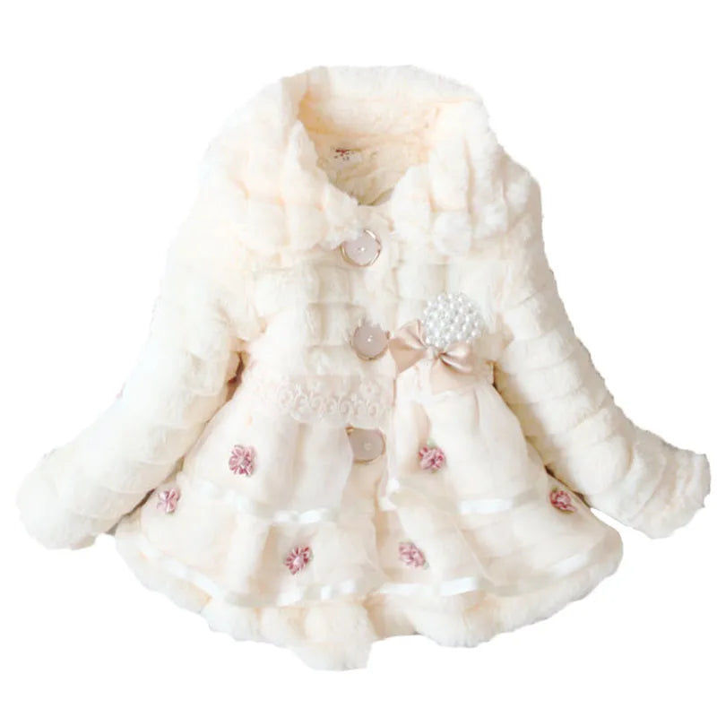 Thick Warm Infant Jacket – Leopard Print with Fur Collar