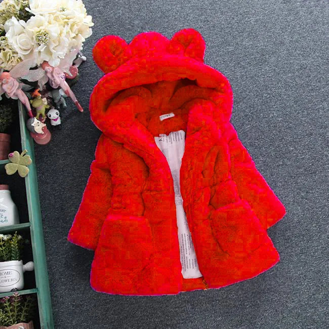 Thick Warm Infant Jacket – Leopard Print with Fur Collar