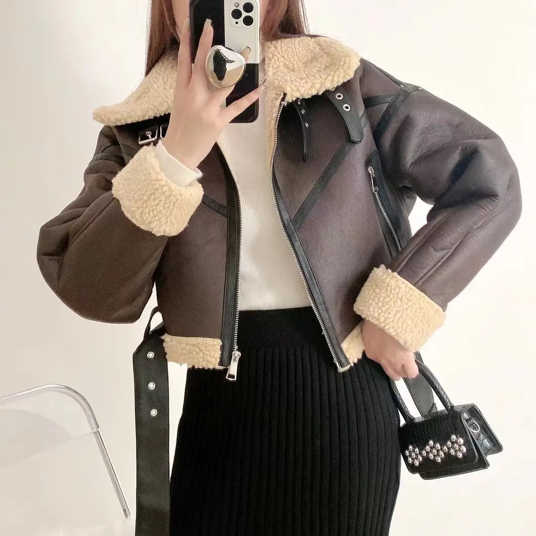 Thick Warm Moto Jacket – Faux Fur & Leather Streetwear