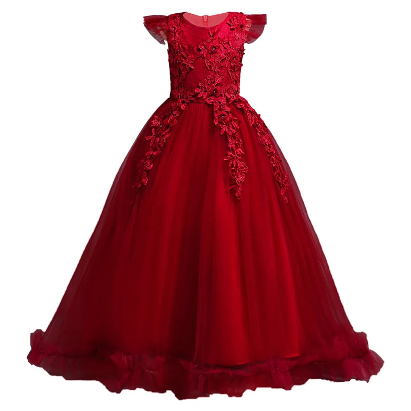 Beautiful Lace Party Dress for Girls 4–15 Years