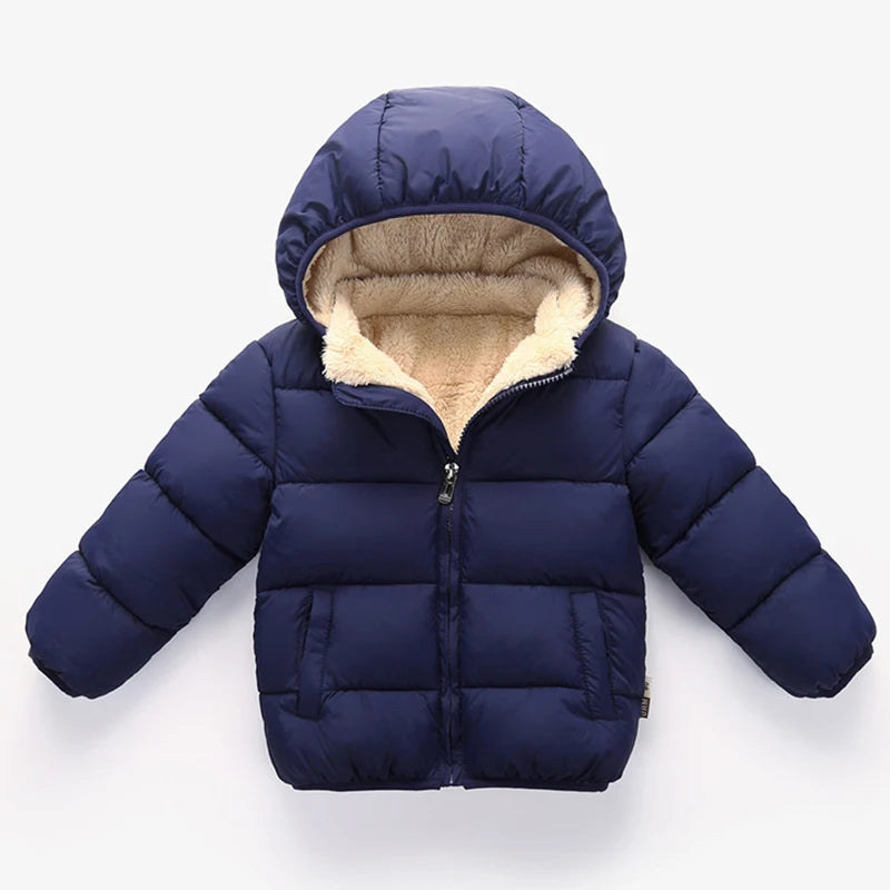 Baby Boys & Girls Thick Winter Jacket – Fur Hooded Coat