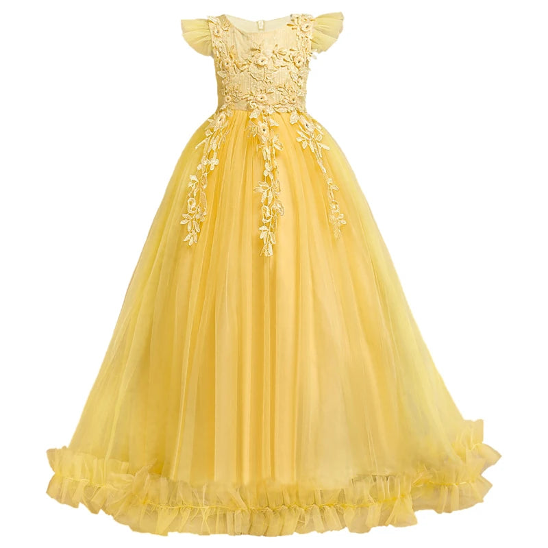 Beautiful Lace Party Dress for Girls 4–15 Years