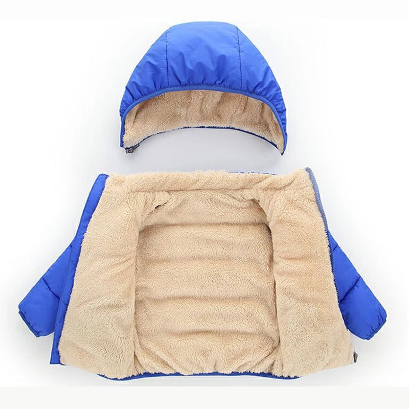 Baby Boys & Girls Thick Winter Jacket – Fur Hooded Coat