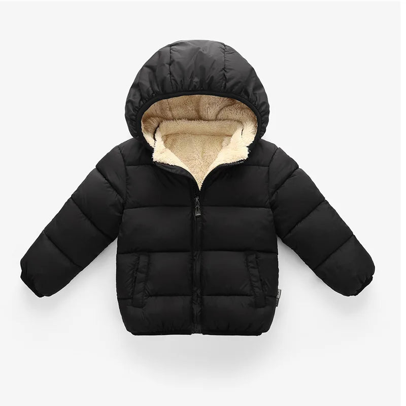 Baby Boys & Girls Thick Winter Jacket – Fur Hooded Coat