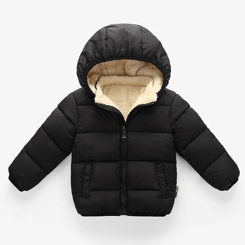 Baby Boys & Girls Thick Winter Jacket – Fur Hooded Coat