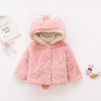 Girls’ Autumn/Winter Plush Hooded Jacket