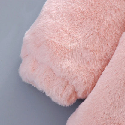 Girls’ Autumn/Winter Plush Hooded Jacket