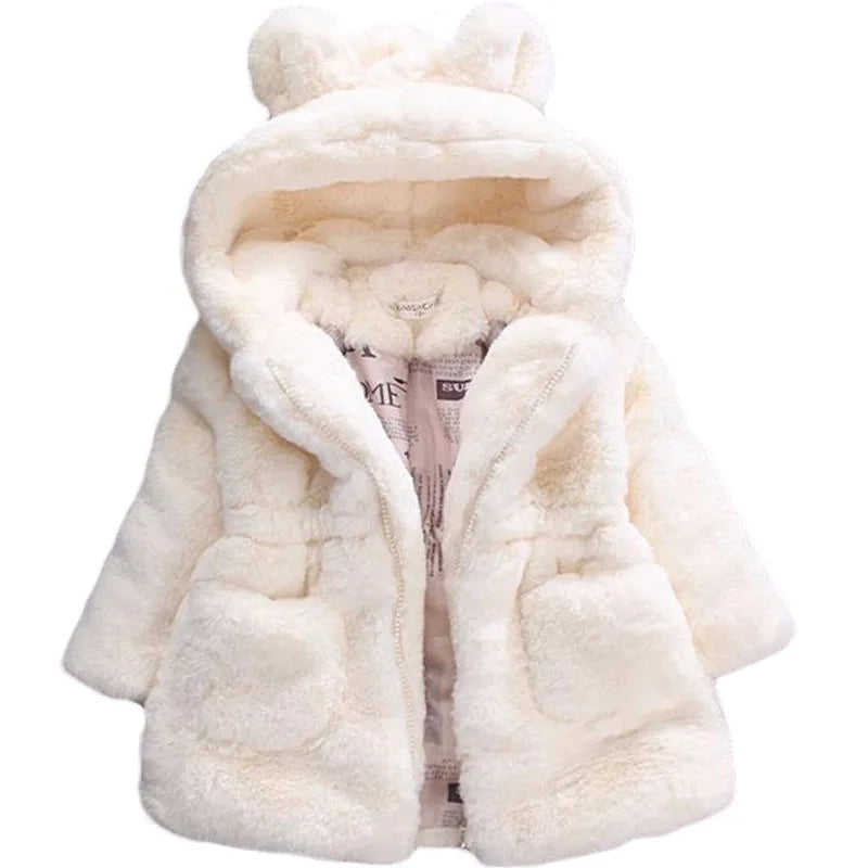 Thick Warm Infant Jacket – Leopard Print with Fur Collar