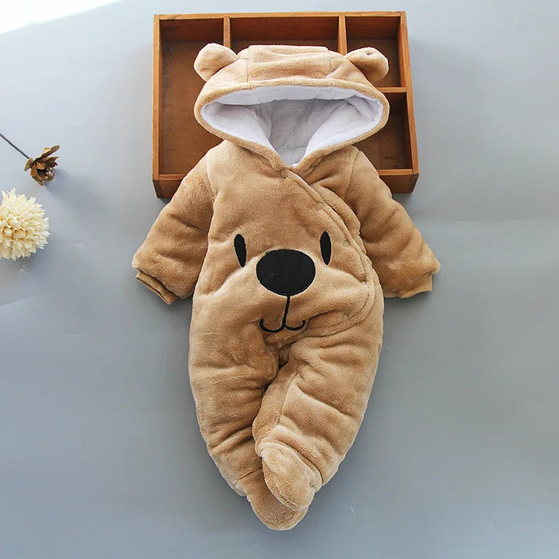 Newborn Winter Jumpsuit – Cute Cartoon Bear 2025