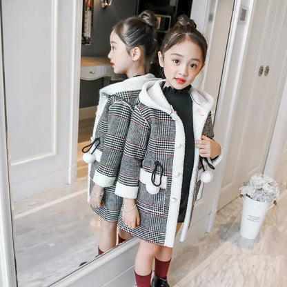 Autumn/Winter Girls’ Jacket – Stylish Hairy Long Coat